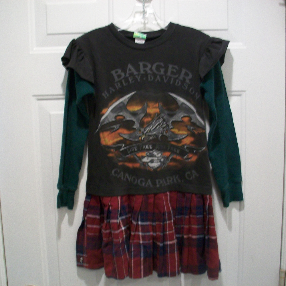 HARLEY DAVIDSON T-SHIRT DRESS Sz 10 Youth NEW Designer Kids Wear Adorable